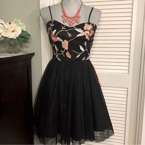 NEW black Tulle Ballerina Skirt embroidered  sleeveless short dress